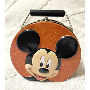 Disney Mickey Mouse Collectible Tin With Handle School Lunchbox Crayon Box